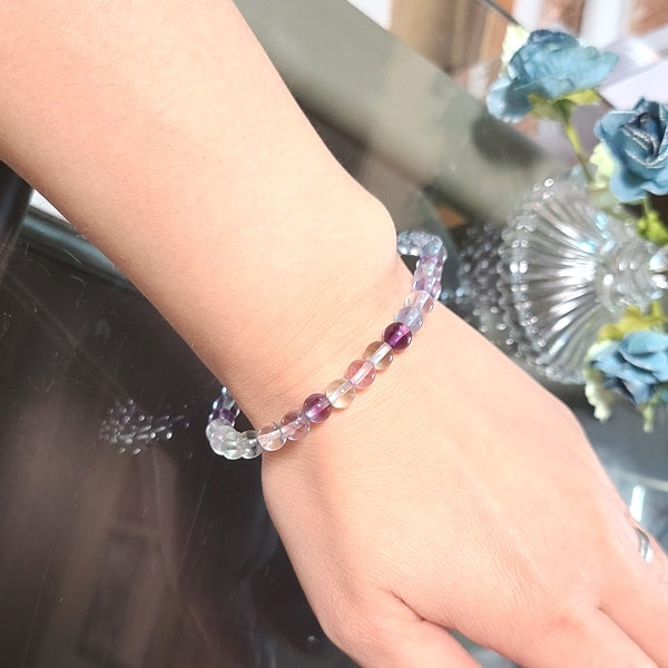 A級フローライトブレスレット6mm【巾着付き】