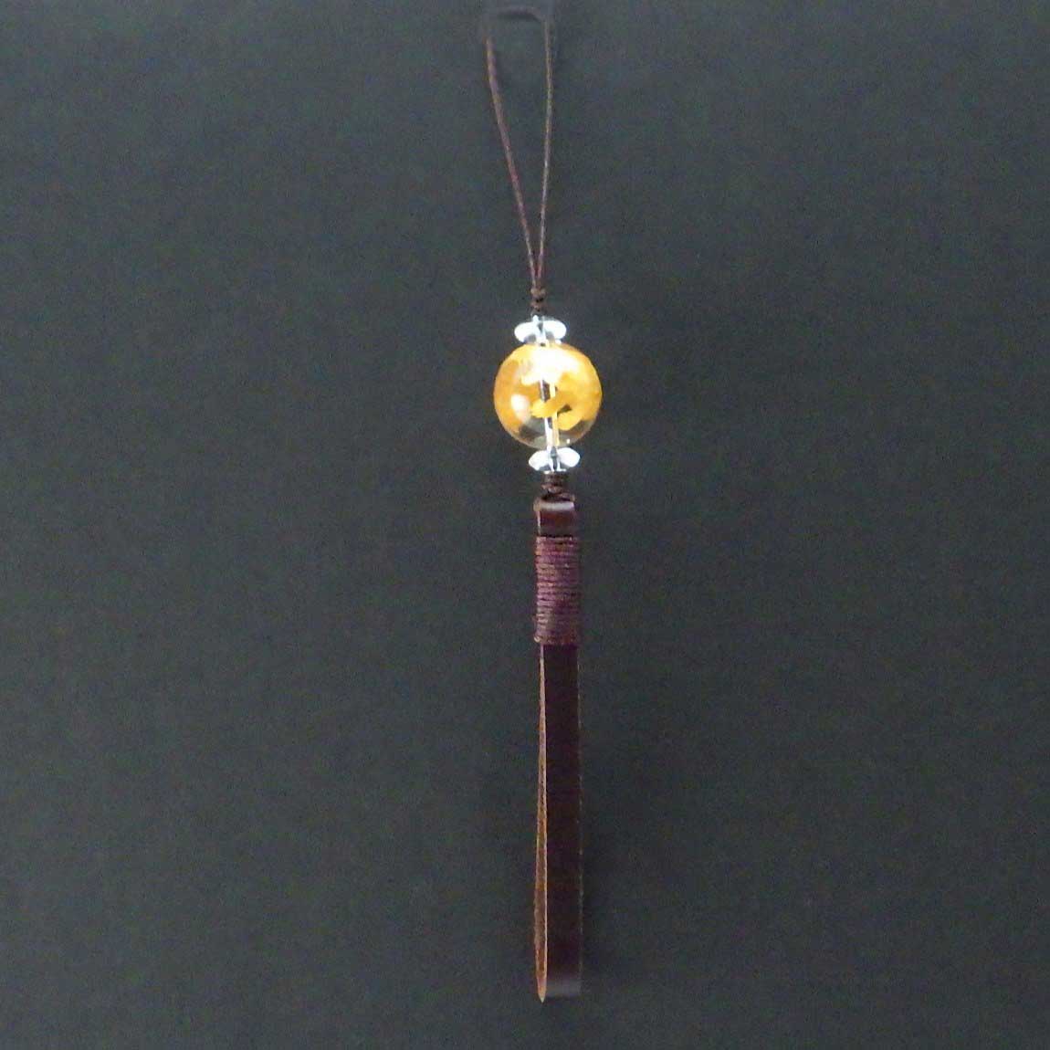 水晶「虎」ストラップ(金)