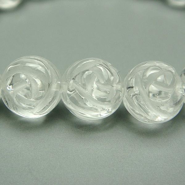 AA級水晶薔薇(バラ)彫りブレスレット10mm【紙箱付き】