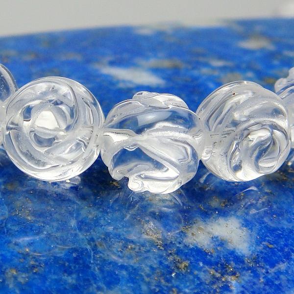 AA級水晶薔薇(バラ)彫りブレスレット8mm【巾着付き】