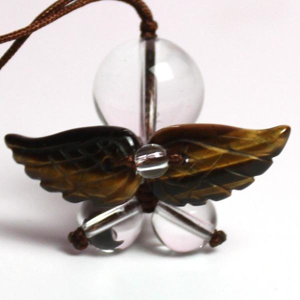 天然石天使ストラップ(タイガーアイ)