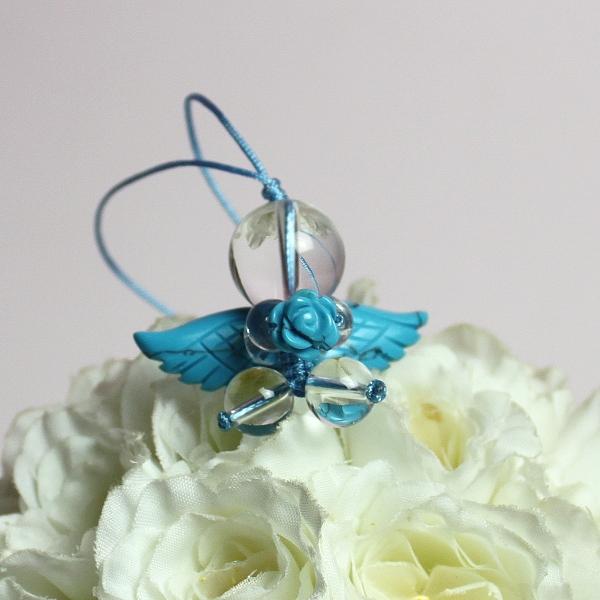 天然石天使ストラップ（ハウライトトルコ ） – 株式会社廣友オンライン