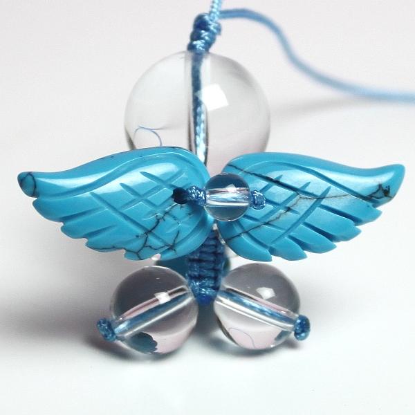 天然石天使ストラップ(ハウライトトルコ )