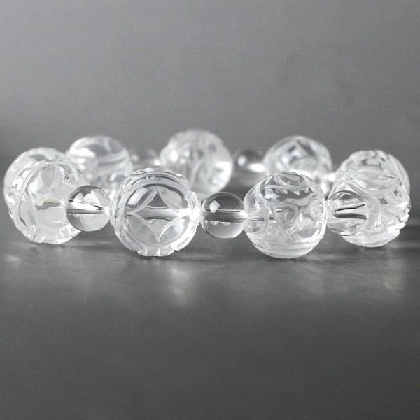 AA級水晶貔貅(ヒキュウ)彫り古銭ブレスレット15mm【紙箱付き】