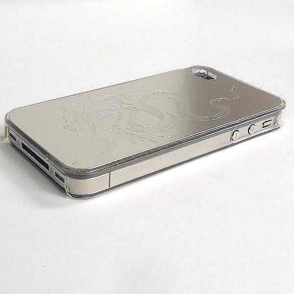 風水龍アイフォンケース(iphone4s/4)(銀)(下山龍)