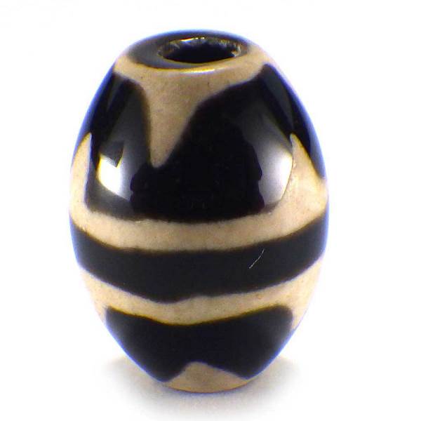 四線虎牙天珠(中)(黒)(1個)