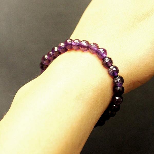 AA級アメジストミラーボールカットブレスレット6mm【紙箱付き】