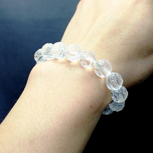 AA級水晶薔薇(バラ)彫りブレスレット12mm【紙箱付き】