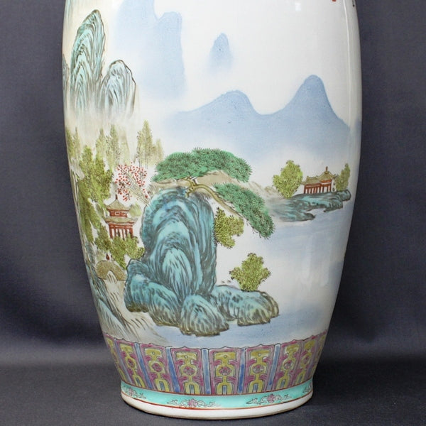景徳鎮 特大花瓶「四神相応吉祥山水」