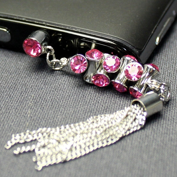 スマホ用フォンピアス(桃)(チェーンタイプB)