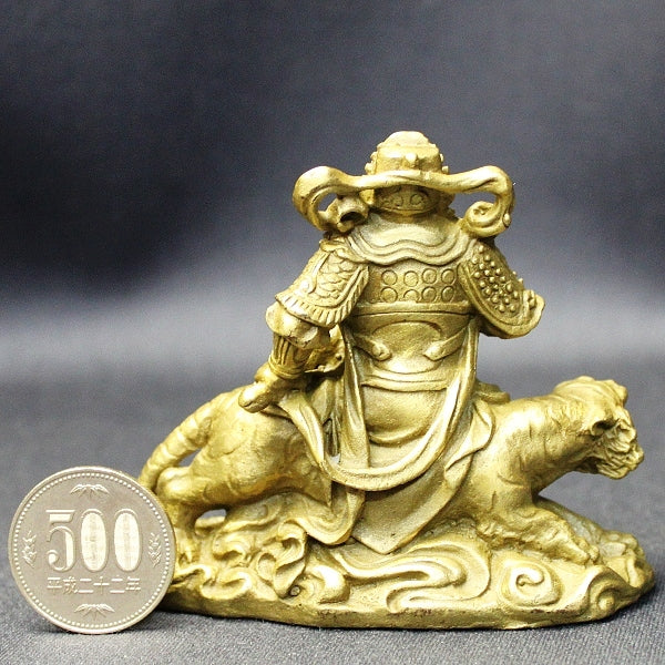 銅製 招財虎上武財神(小)