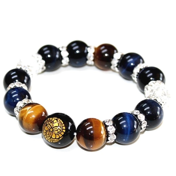 『黒田官兵衛』藤巴家紋彫刻入り開運ブレスレット●石の意味カード【高級ケース付き】
