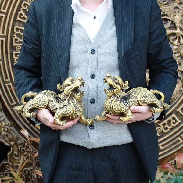 銅製「招財ヒキュウ(貔貅)(特大)(雌雄一対)」