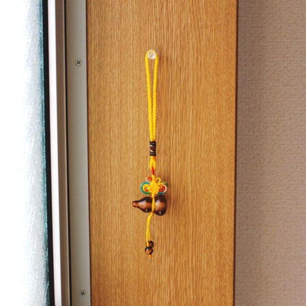 中国結 ひょうたんストラップ(タイガーアイ)