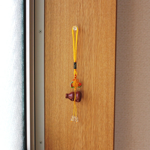 中国結 ひょうたんストラップ(ゴールドストーン)