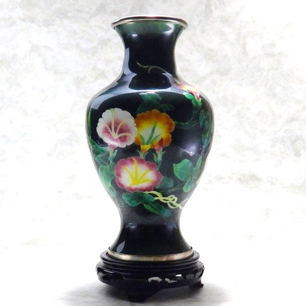 七宝焼　緑色 花柄 陶器 花瓶 銀七宝焼花瓶（緑） – 株式会社廣友オンラインショップ
