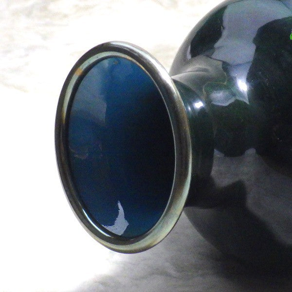 銀七宝焼花瓶(緑)