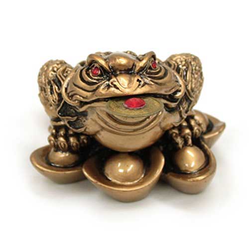 樹脂製 元宝蛙●赤色フェルト付●古銭付き