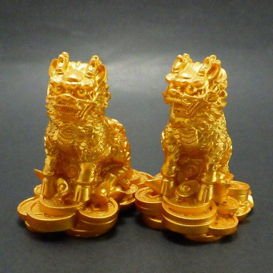 樹脂製「古銭麒麟」(ミニ)(一対)