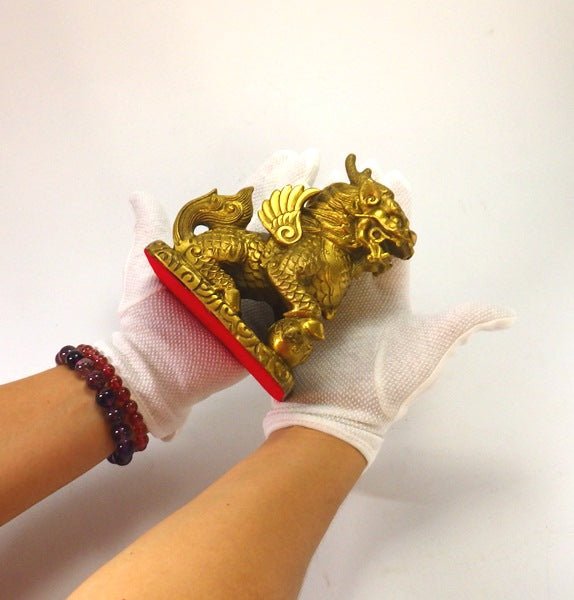 銅製「招財麒麟」(大)(一対)