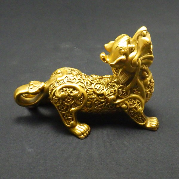 銅製「招財ヒキュウ(貔貅)(中)(雌雄一対)」