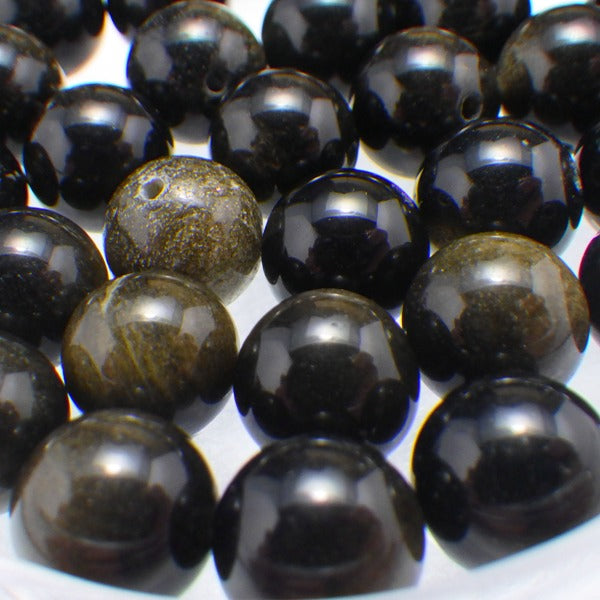 パワーストーン パーツ ゴールド オブシディアン 10~10.9mm 一粒売り バラ売り