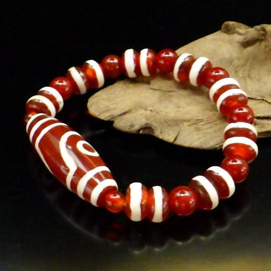 天珠 二眼ブレスレット(赤)【紙箱付き】