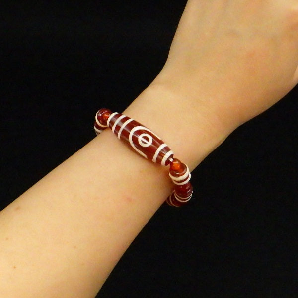 天珠 二眼ブレスレット(赤)【紙箱付き】