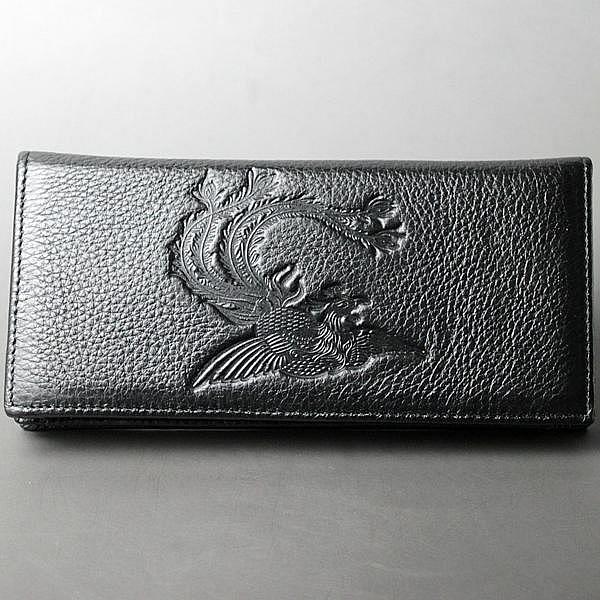なぎ　香港社長の私物　強運、鳳凰長財布　新品 本革 フェニックス イタリアンレザーエンボス財布 長財布 鳳凰 鳥 天然