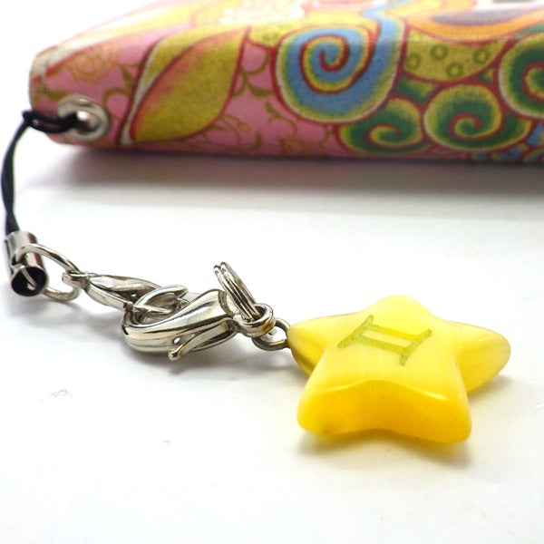 星座別ラッキーカラー「星型ストラップ」ふたご座 (ひも製ストラップ付き)