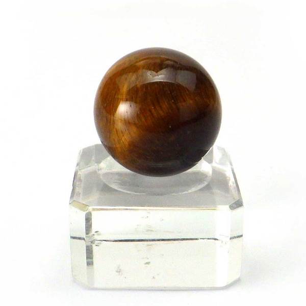 天然石タイガーアイ玉 17mm~19mm 丸玉 台座付き