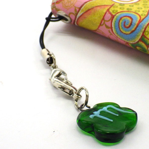 星座別ラッキークローバートンボ玉ストラップさそり座 (ひも製ストラップ付き)