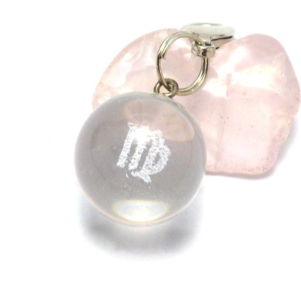 星座別人工(溶錬)水晶玉ストラップおとめ座 (ひも製ストラップ付き)