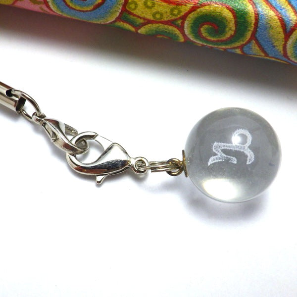 星座別人工(溶錬)水晶玉ストラップやぎ座 (ひも製ストラップ付き)