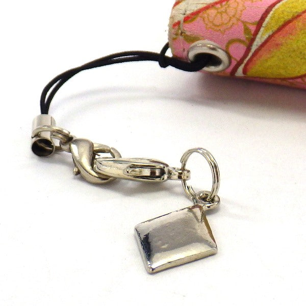 シルバープレートストラップダイヤ (ひも製ストラップ付き)