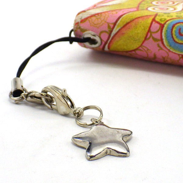 シルバープレートストラップスター(ひも製ストラップ付き)