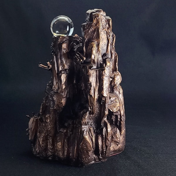 銅製 上山龍 特大●人工水晶50mm玉×1個