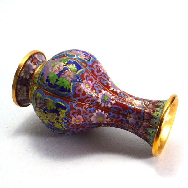 七宝焼球根型花瓶(花柄)