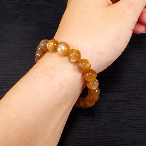 AAAA級ゴールドサンストーンブレスレット8mm【高級ケース付き】