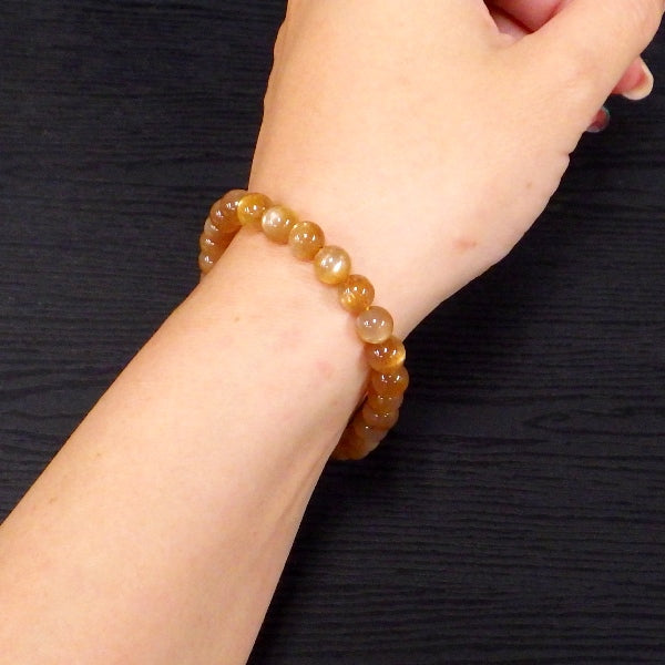 AAAA級ゴールドサンストーンブレスレット6mm【高級ケース付き】