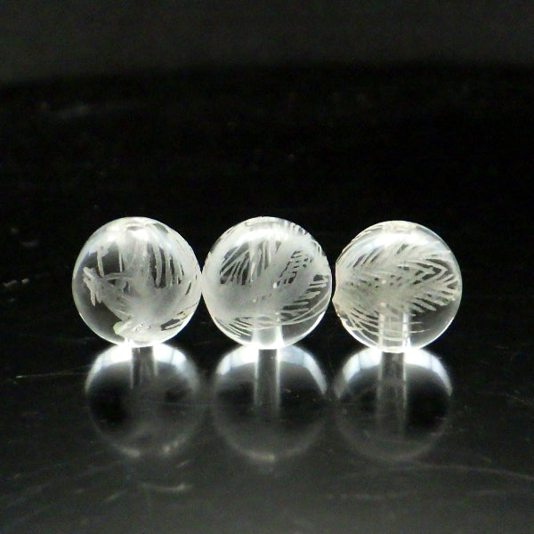 パワーストーン パーツ 水晶 鳳凰彫り 9~9.9mm 一粒売り バラ売り