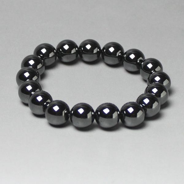 AA級ヘマタイトブレスレット12mm●磁気あり【巾着付き】
