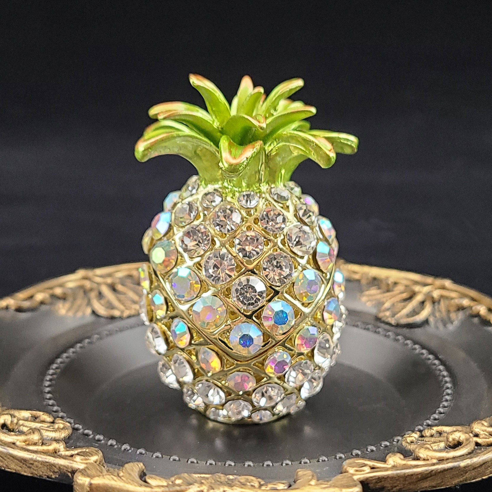 幸運☆オーロラパイナップル&天然石水晶 ／オーロラ／風水／ハッピーフルーツ 幸運☆オーロラパイナップル&天然石水晶 ／オーロラ／風水／ハッピー