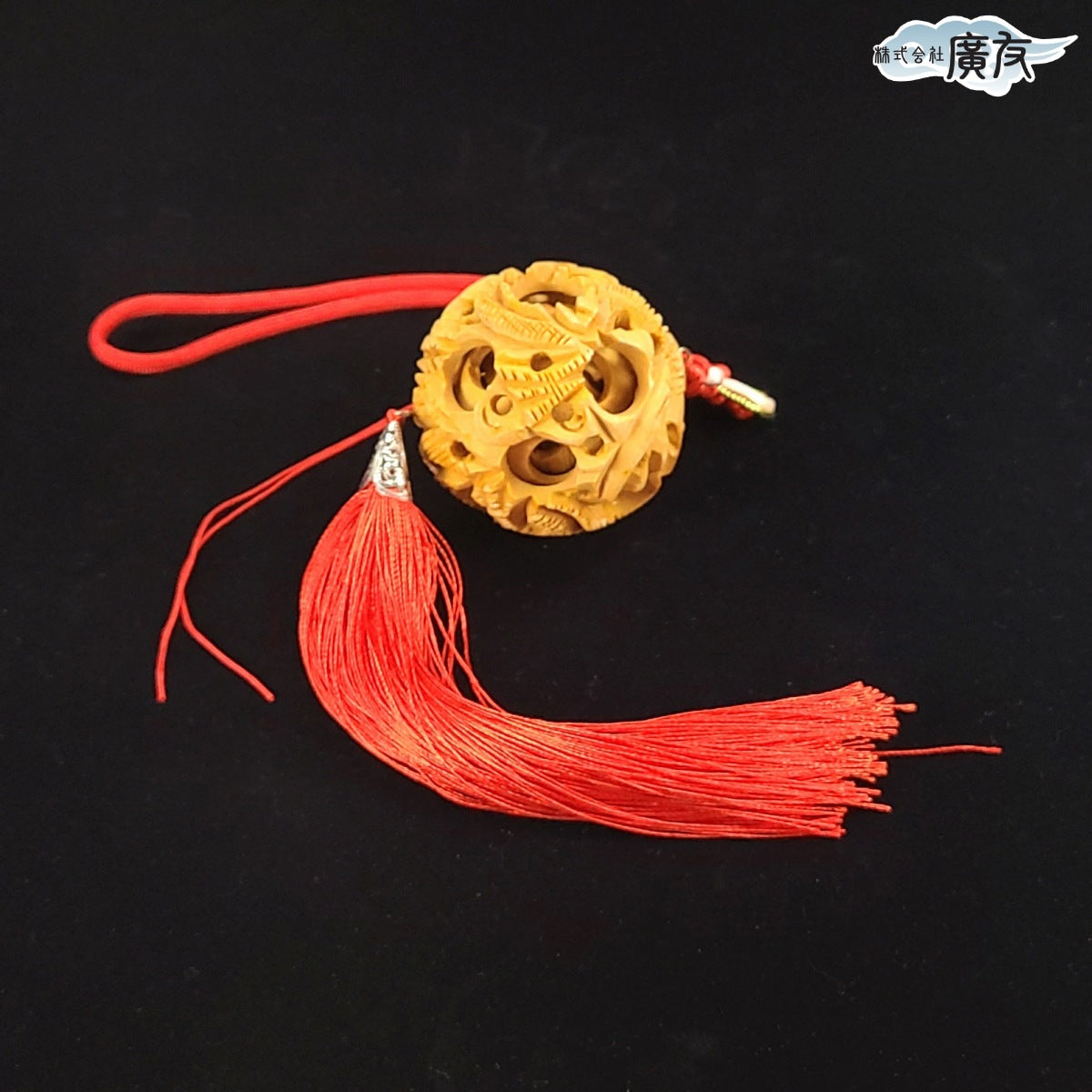 中国　練物彫刻　天球に雲龍彫　置物　唐木台・ケース付　C　5836A 中国 練物彫刻 天球に雲龍彫 置物 唐木台・ケース付 C 5836A