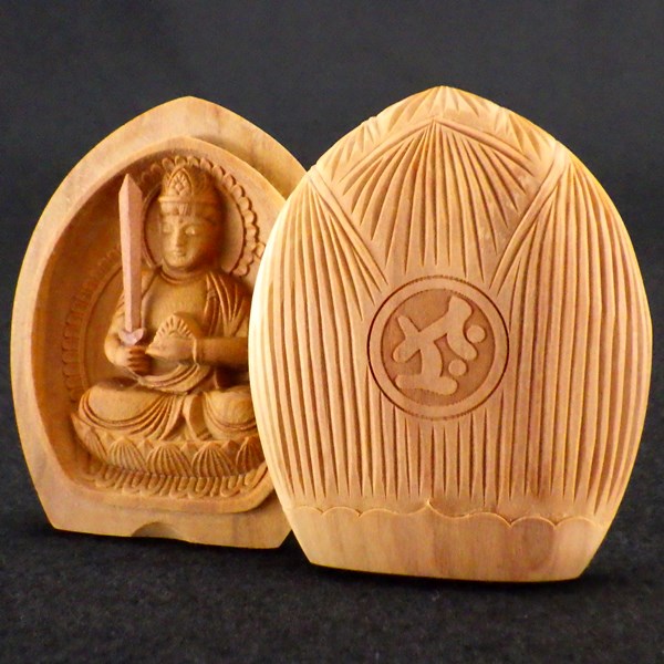 白檀香合仏　開運十二支御守本尊（丑（うし）・寅（とら）　虚空蔵菩薩）●金色巾着付×5コまとめ買い