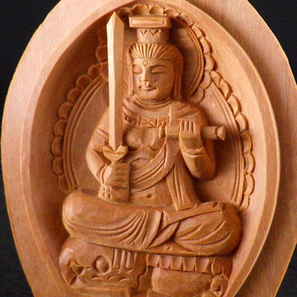 白檀香合仏　開運十二支御守本尊（卯（うさぎ）　文殊菩薩）●金色巾着付×5コまとめ買い