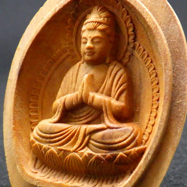 白檀香合仏　開運十二支御守本尊（辰（たつ）・巳（へび）　普賢菩薩）●金色巾着付×5コまとめ買い