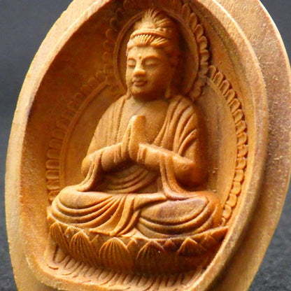白檀香合仏　開運十二支御守本尊（辰（たつ）・巳（へび）　普賢菩薩）●金色巾着付×5コまとめ買い
