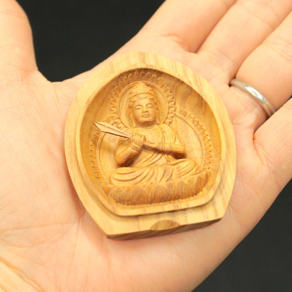 白檀香合仏　開運十二支御守本尊（午（うま）　勢至菩薩）●金色巾着付×5コまとめ買い