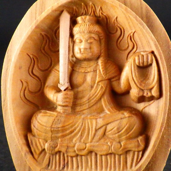 白檀香合仏　開運十二支御守本尊（酉（とり）　不動明王）●金色巾着付×5コまとめ買い